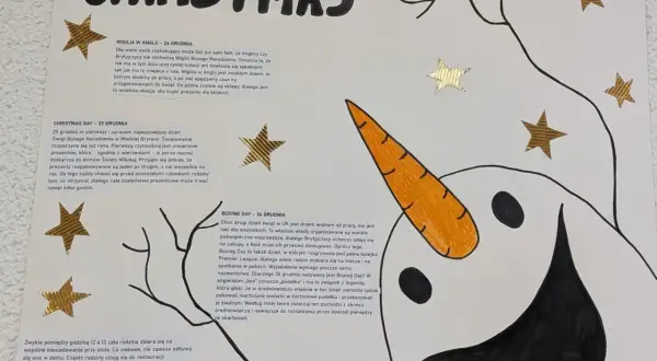 Najważniejsze święta w Wielkiej Brytanii: Boże Narodzenie, Wigilia i Boxing Day. Ilustracja przedstawia bałwana i gwiazdki.