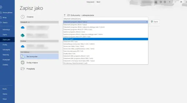 Wybierz "Plik PDF (*.pdf)", aby dowiedzieć się, jak zaszyfrować plik PDF.