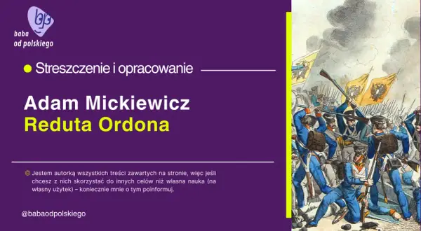 Ilustracja przedstawia bitwę z żołnierzami w niebieskich mundurach i sztandarami.
