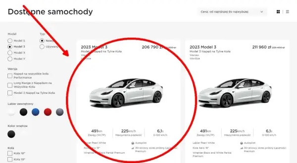 Tesla Model 3 w wersji z napędem na tylne koła, cena od 206 790 zł. Sprawdź dostępne konfiguracje i specyfikacje.