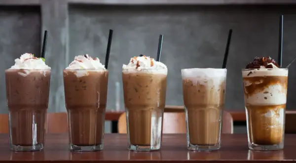 Fünf leckere Eiskaffee-Variationen, perfekt zum Eiskaffee selber machen. Mit Sahne, Karamell und Schokostreuseln.