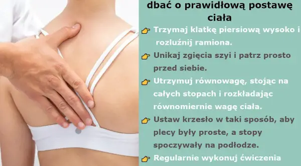 Dłoń terapeuty koryguje plecy, by osiągnąć prawidłową postawę. Wskazówki dotyczące zdrowego ułożenia ciała.