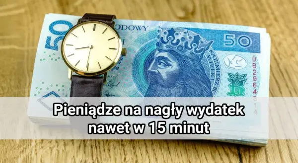 Zegarek na stosie banknotów 50 zł.