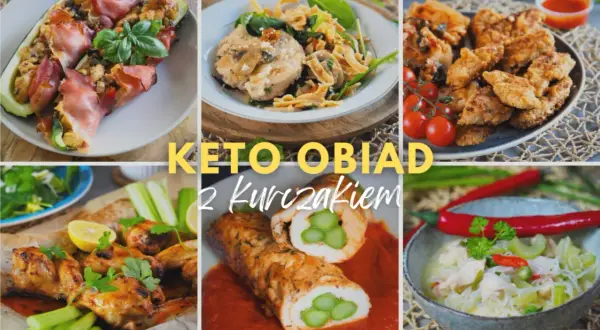 Keto obiad z kurczakiem: faszerowana cukinia, kurczak z szparagami, skrzydełka i zupa. Pyszne i zdrowe dania.