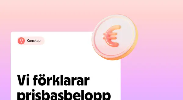 En euro-symbol på ett mynt bredvid texten "Vi förklarar prisbasbelopp".
