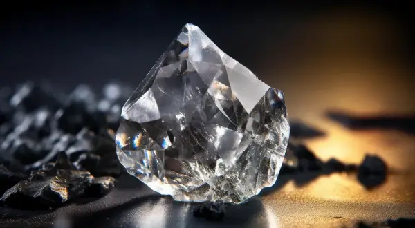 Surowy diament, który może stać się brylantem. Co jest droższe brylant czy diament? To zależy od szlifu i jakości.