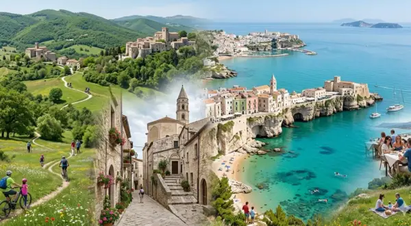 Un borgo collinare e un paese a picco sul mare cristallino. A Foggia c'è il mare, tra sentieri verdi e spiagge incantevoli.