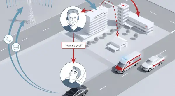 System eCall: kierowca w nieświadomości, centrum Mercedesa odbiera sygnał, wysyła pomoc.