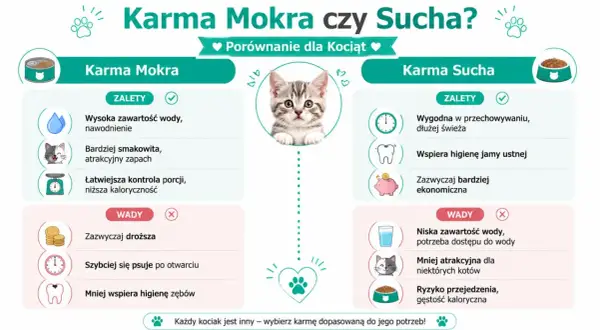 Porównanie mokrej i suchej karmy dla kociąt: zalety i wady każdej z nich. Wybierz najlepszą karmę dla swojego pupila!