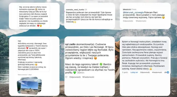 Opinie o przewodniku po Norwegii: "Nasza norweska wyprawa była super!", "Polecam ten przewodnik!", "Cudowne przewodniki po Oslo i Norwegii".