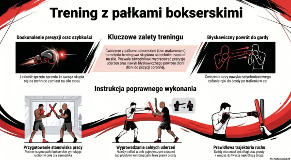 Trening bokserski z pałkami poprawia precyzję i szybkość ciosów. Ćwiczenia z tym sprzętem skupiają się na technice, a nie sile.
