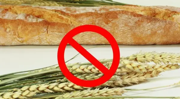 Chleb i kłosy zbóż z przekreśleniem. Symbol zakazu spożywania glutenu, ważny przy chorobie Duhringa.