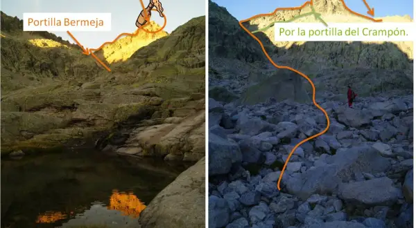 Rutas hacia el pico Almanzor: Portilla Bermeja y Portilla de los Cobardes.