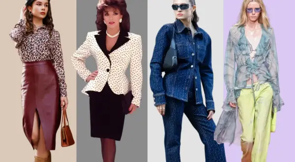 Moda lat 70., 80., 90. i Y2K. Od panterki i skórzanej spódnicy, przez grochy, po denim i zwiewne tkaniny. Inspiracje z epoki PRL i nie tylko.