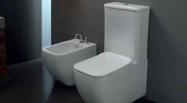 Nowoczesne rodzaje toalet: elegancka miska WC i bidet obok siebie.