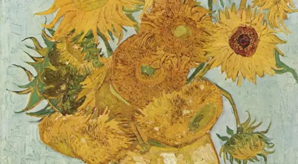 Sonnenblumen in einer Vase, ein ikonisches Werk der Van Gogh Epoche. Die leuchtenden Farben und die charakteristischen Pinselstriche fangen die Essenz des Post-Impressionismus ein.