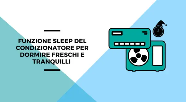 Funzione sleep del condizionatore per dormire freschi e tranquilli. Icona di un condizionatore con un orologio e cappello da notte.