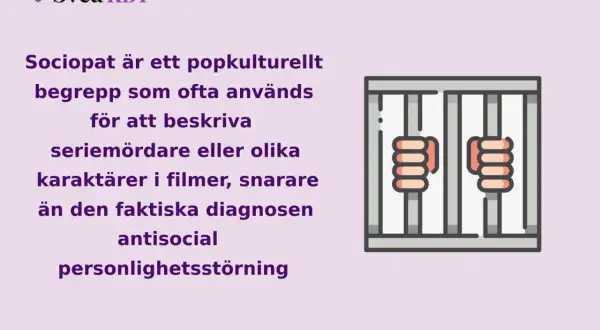 Text om sociopat som popkulturellt begrepp, ofta kopplat till fiktiva karaktärer snarare än diagnosen antisocial personlighetsstörning. Bild på händer bakom galler, tecken på psykopati.