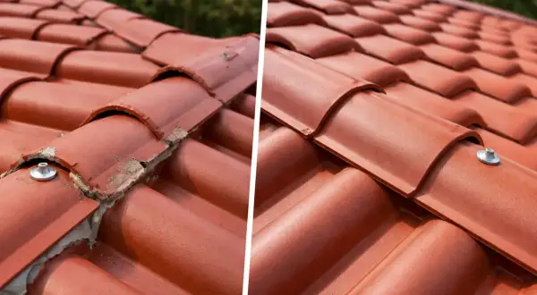 Comparativa de tejado: antes y después de cómo instalar panel sándwich teja.