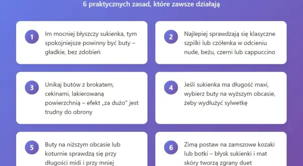 Jakie buty do cekinowej sukienki? Porady: klasyczne szpilki nude, unikanie brokatu, buty na obcasie do maxi, botki zimą.