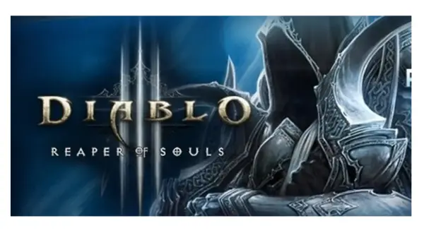Postać w zbroi z logiem Diablo 3 Reaper of Souls.