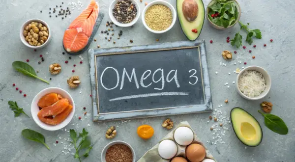 Omega 3: Lachs, Avocado, Nüsse und Eier – ideal für den Muskelaufbau und eine gesunde Ernährung.