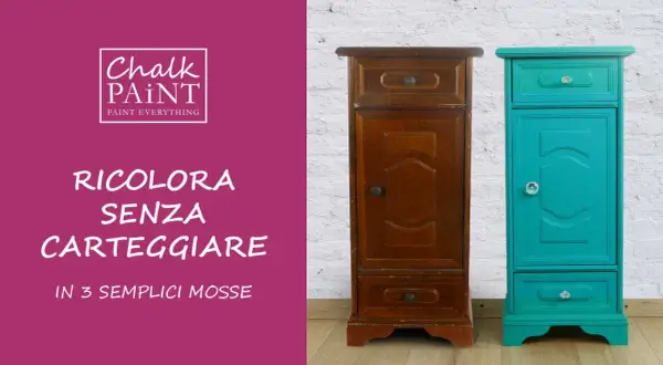 Mobiletti trasformati con Chalk Paint: un prima e dopo che mostra come ridipingere senza carteggiare.