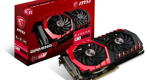 MSI Radeon RX 580 Gaming X Grafikkarte mit Twin Frozr VI Kühlung. Der rx 580 release date war im April 2017.