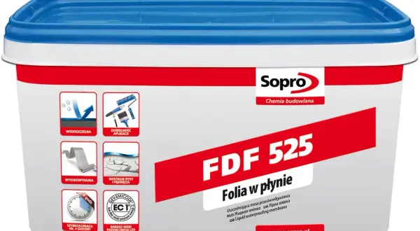Sopro FDF 525 - folia w płynie, uszczelniająca masa przeciwwilgociowa. Wodoodporna, łatwa w aplikacji, szybkoschnąca izolacja w płynie.