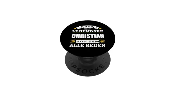 Schwarzer Kreis mit weißem Text: "Ich bin dieser legendäre Christian, von dem alle reden.