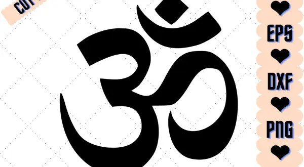 Symbol Om, kluczowy w hinduizmie, jako plik do wycinania. Dostępny w formatach SVG, EPS, DXF, PNG, PDF.