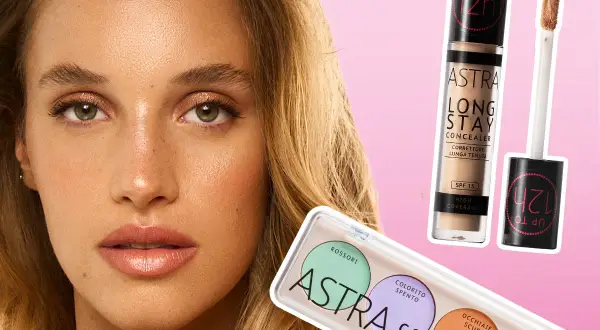 Palette correttori Astra per neutralizzare i colori occhiaie, con correttore Long Stay per un look impeccabile.