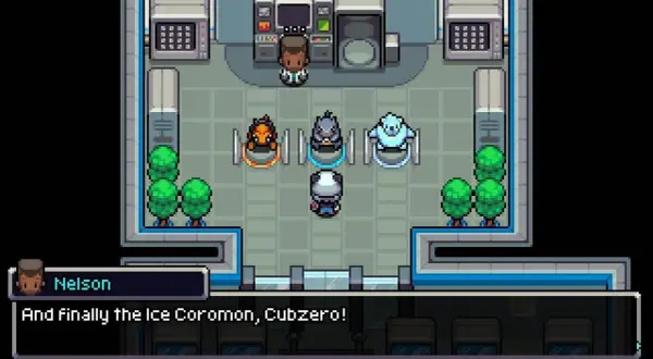 Gracz w grze typu gry pokemon na pc wybiera swojego nowego towarzysza.