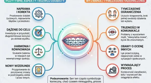 Sen o aparacie ortodontycznym, jak aparat ortodontyczny dla psa, symbolizuje potrzebę korekty i poprawy, choć bywa to proces wymagający.