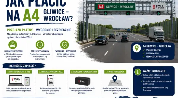 Autostrada A4 Gliwice-Wrocław z systemem e-TOLL, samochody na drodze.