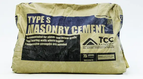 Worek cementu murarskiego typu S, 75 funtów, TCC Materials.