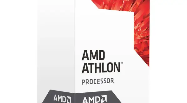 AMD Athlon 3000G Prozessor-Box mit rotem, kristallinem Design. Sockel AM4.