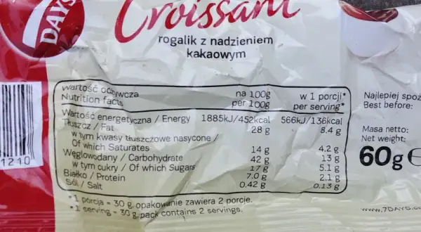 Wartości kaloryczne 7days - Zobacz, ile kalorii ma jeden rogalik