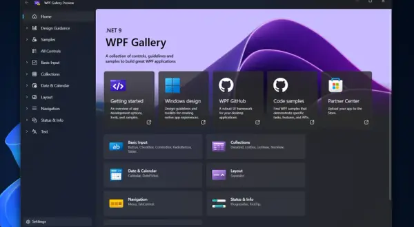 WPF Gallery Preview, prezentująca nowoczesny wpf ui. Znajdziesz tu przykłady, wskazówki i narzędzia do tworzenia aplikacji.