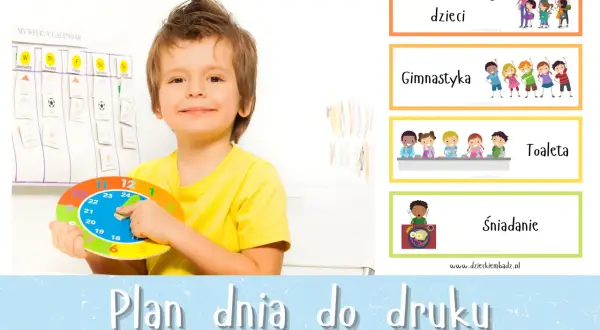 Chłopiec z zegarem planuje zajęcia w zerówce: gimnastyka, toaleta, śniadanie. Ile godzin trwają zajęcia w zerówce?