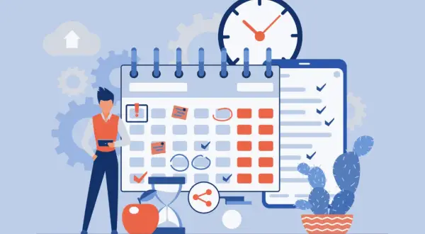 Un uomo osserva un calendario, simbolo di organizzazione e gestione del tempo. Capire cos'è un timesheet aiuta a pianificare le attività lavorative in modo efficiente.