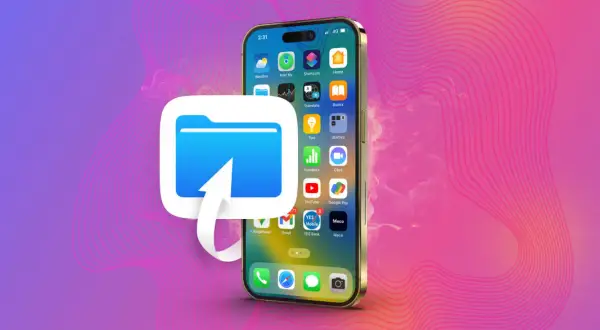 Ikona folderu z ikoną strzałki symbolizuje czyszczenie iPhone ze śmieci i porządkowanie plików.