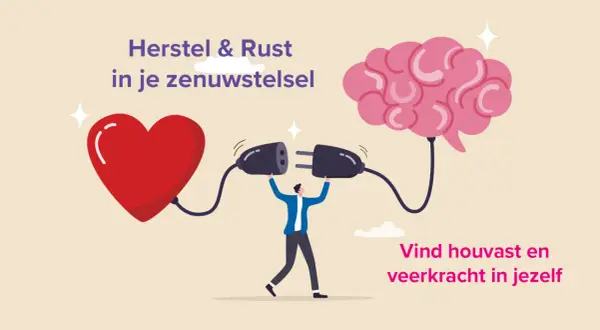 Man verbindt hart en brein met stekkers, symbool voor herstel en rust bij een overprikkeld zenuwstelsel. Vind veerkracht.