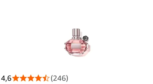Różowy flakon perfum Flowerbomb Nectar Viktor&Rolf, z błyszczącym korkiem i etykietą.