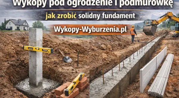 Jak wykonać fundament pod ogrodzenie: betonowy słup z poziomicą, łopata, koparka i zbrojenie. Solidny fundament to podstawa.