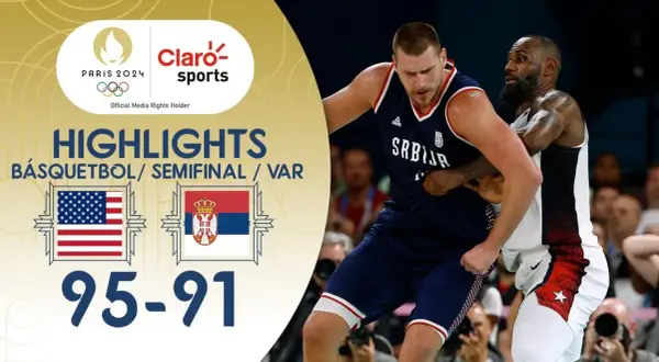 Partido de baloncesto: Estados Unidos vs Serbia, semifinales París 2024. El marcador final fue 95-91.