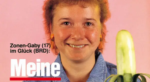 Zonen-Gaby (17) im Glück: Ihre erste Banane. Ein Lächeln und ein grünes Etwas.