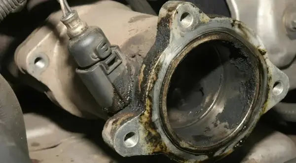 Verrußtes AGR-Ventil mit Kabelstecker. Rußablagerungen deuten auf AGR-Ventil defekt Symptome hin.