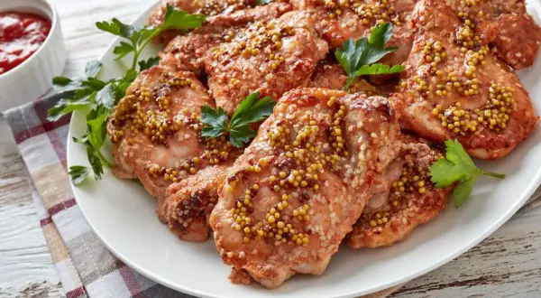 Piersi z kurczaka w marynacie z musztardy i sezamu, gotowe na grilla. Aromatyczna marynata do piersi z kurczaka na grilla.
