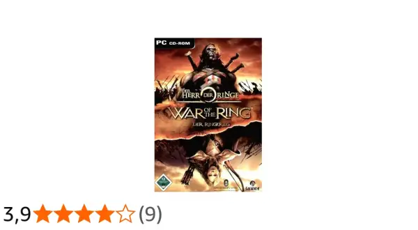 Cover des PC-Spiels "Der Herr der Ringe: Der Ringkrieg" (War of the Ring). Ein Ork-Krieger dominiert die obere Hälfte, darunter der Titel.